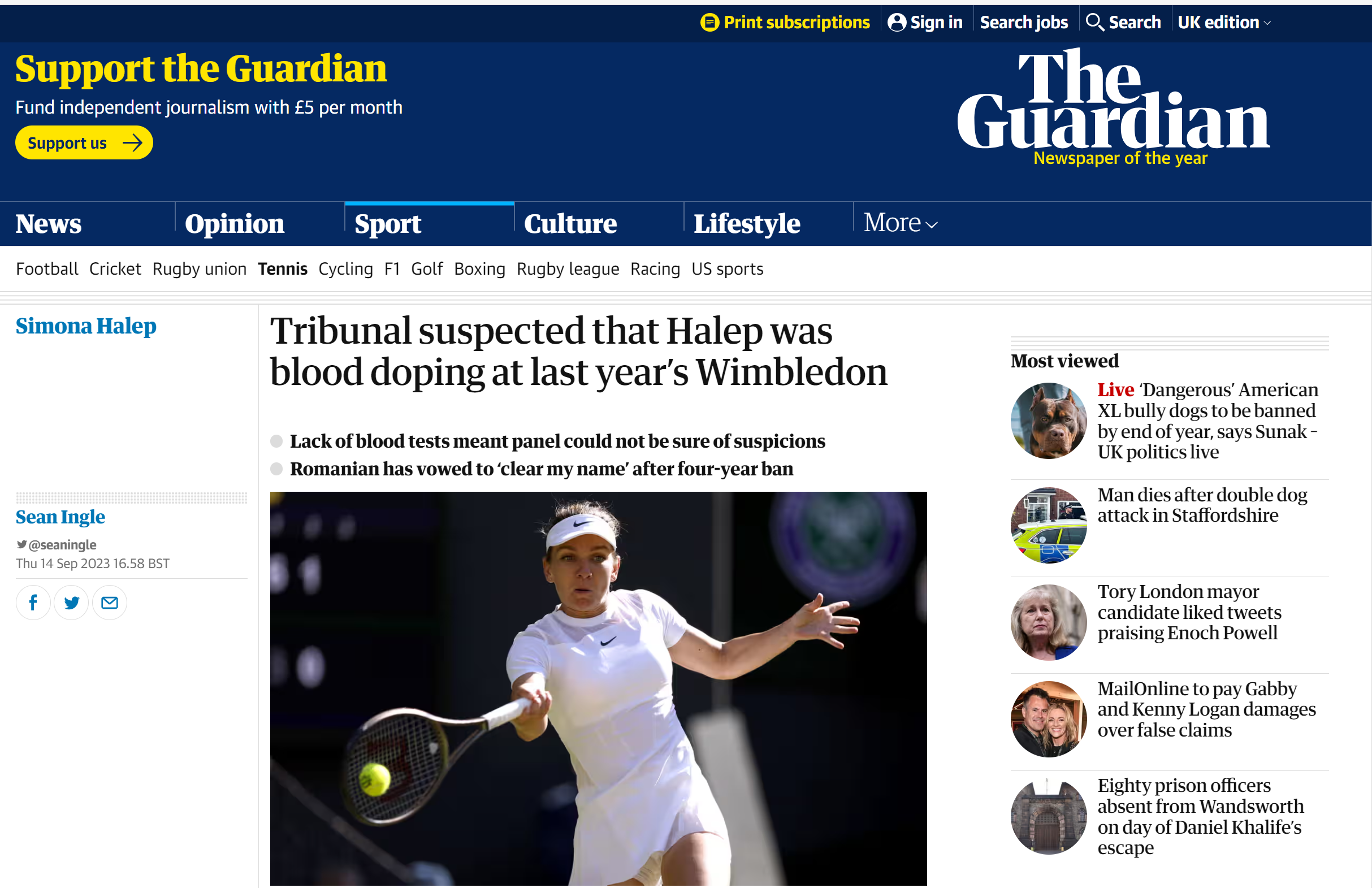 Există suspiciuni că Simona Halep a fost dopată și la Wimbledon.